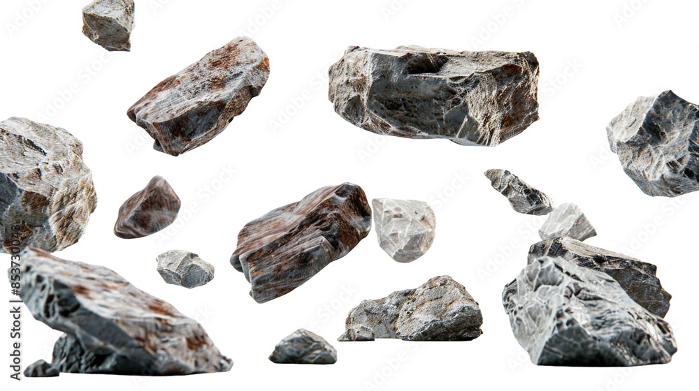 Set of floating rocks, isolated on white. Set of floating rocks, isolated on white.