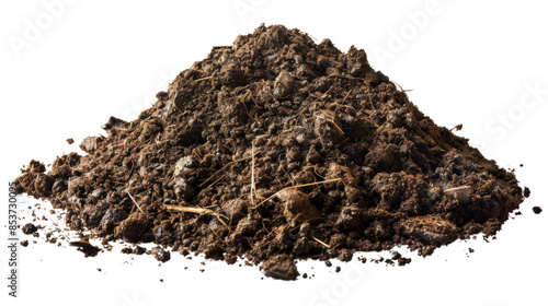 Dirt pile of soil on white background