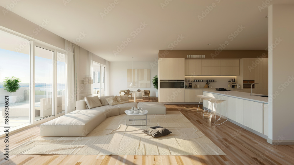 house interior design, open kitchen design with white and biege materials house interior design, open kitchen design with white and biege materials