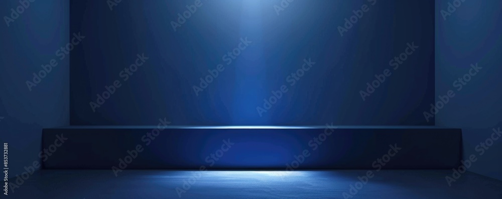 Abstract dark blue wall with a spotlight and shadow on the floor, mock up for product presentation. Abstract dark blue wall with a spotlight and shadow on the floor, mock up for product presentation.