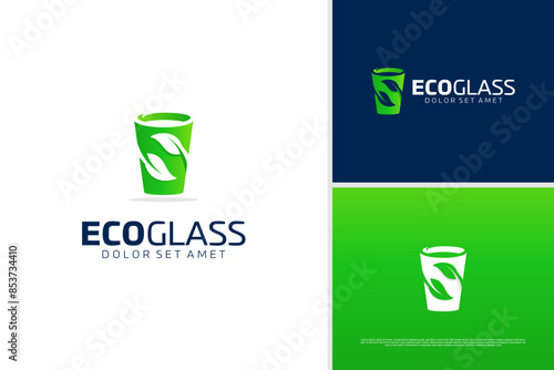 Vector ecological glass cup logo design template