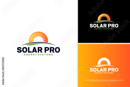 Vector solar panel energy logo design template