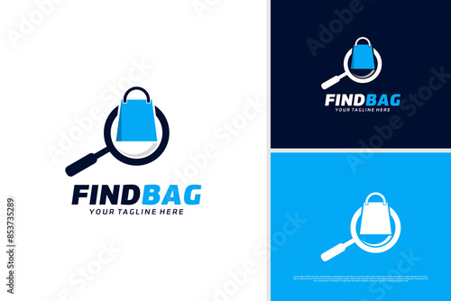 Vector find bag shopping logo design template