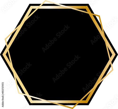 Hexagonal golden ornate black background border