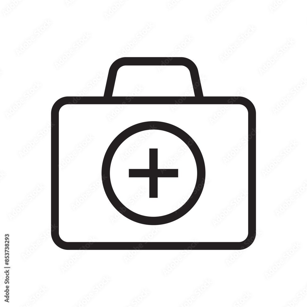 First aid box icon, medical briefcase line icon. First aid box icon, medical briefcase line icon.