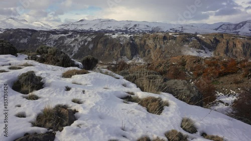 Wallpaper Mural Snow-covered mountains and grassy valley near El Chalten, Patagonia, Argentina. Pan left to right Torontodigital.ca