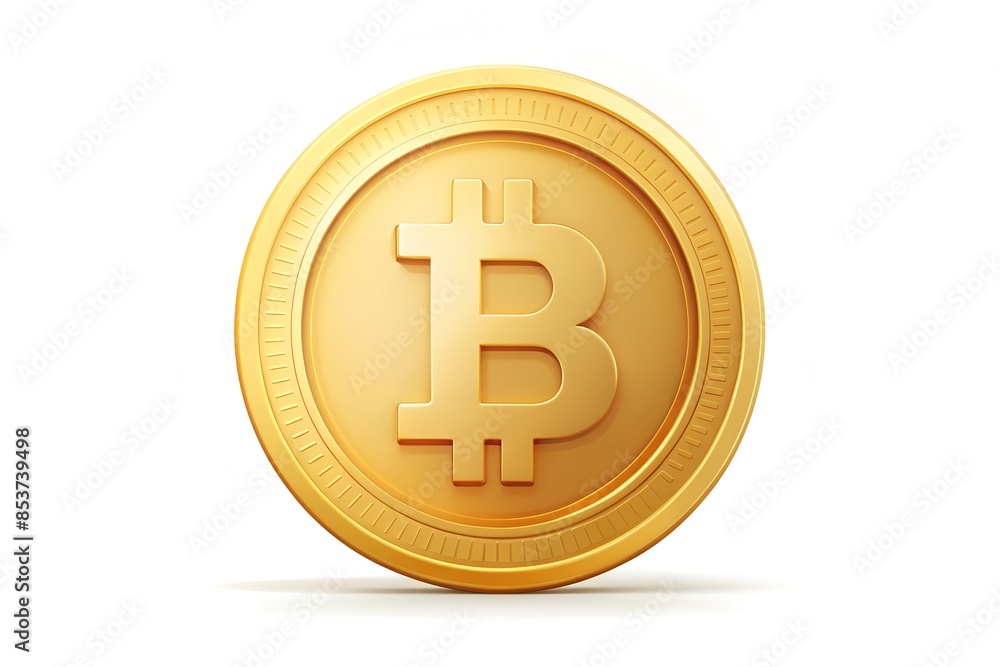 Gold Bitcoin coin. Cryptocurrency, blockchain, finance and investment concept. 3d vector icon. Cartoon minimal style Gold Bitcoin coin. Cryptocurrency, blockchain, finance and investment concept. 3d vector icon. Cartoon minimal style