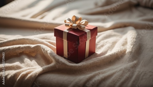 Stylishly wrapped red box with a satin ribbon, ideal for birthdays or holidays.