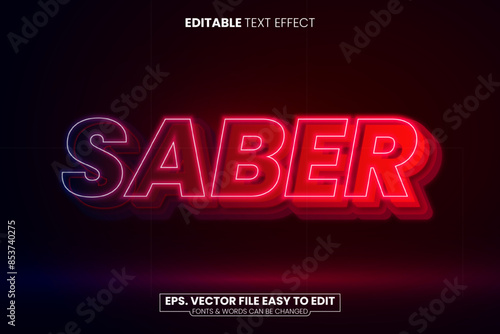 A red and black font that says "Saber" in a neon style