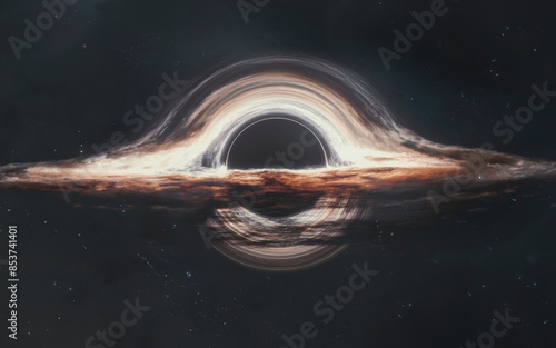 Obraz na płótnie 3D illustration of giant Black hole in deep space. High quality digital space art in 5K - realistic visualization w salonie