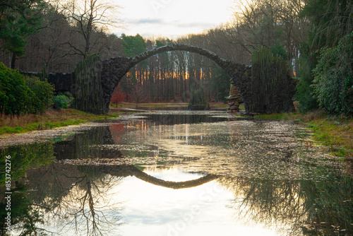 bridge in the park on the lake