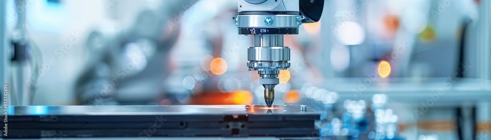 High-Precision Industrial CNC Machine in Operation at a Modern Manufacturing Facility High-Precision Industrial CNC Machine in Operation at a Modern Manufacturing Facility