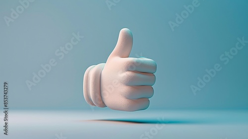 3D render of a hand giving thumbs up against a gradient background. Perfect for approval, success, or positive feedback concepts. photo