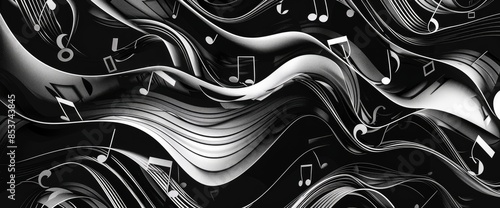 Monochrome Abstract Musical Notes, Cartoon