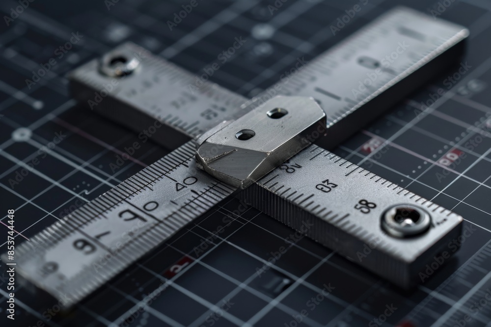 Fototapeta premium Crossed Precision Metal Rulers