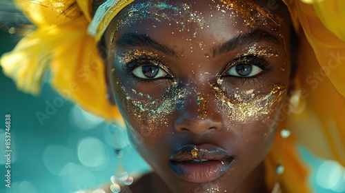 Elaborate headpieces at Junkanoo Festival, Bahamas. photo