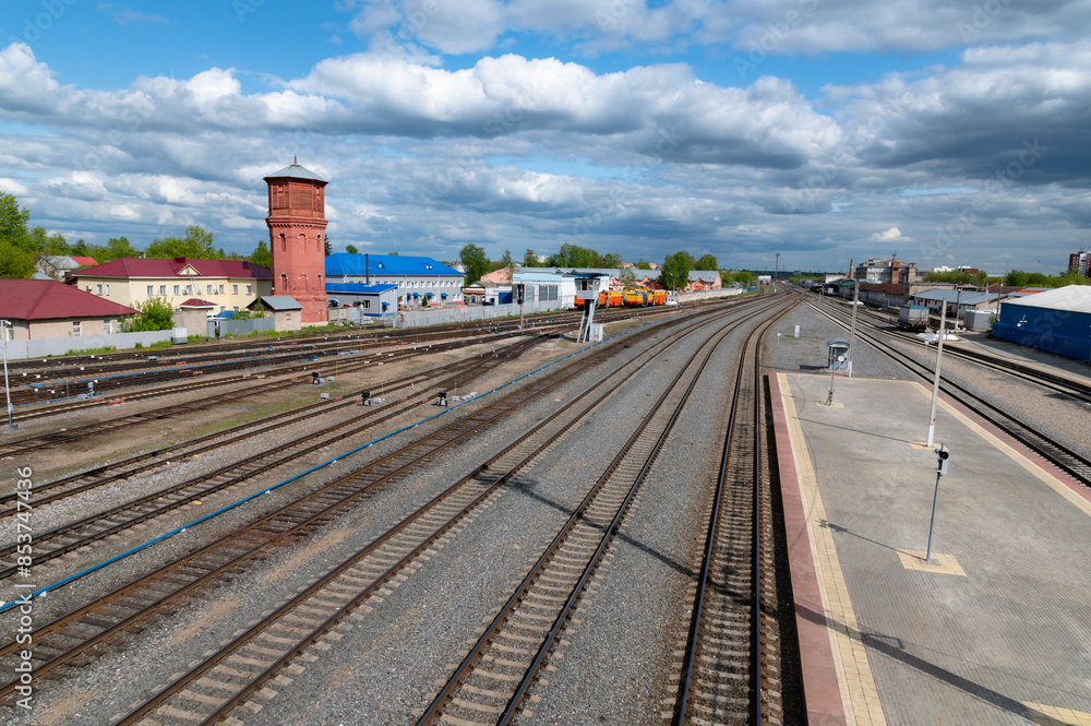 Panoramic view of a rail way station