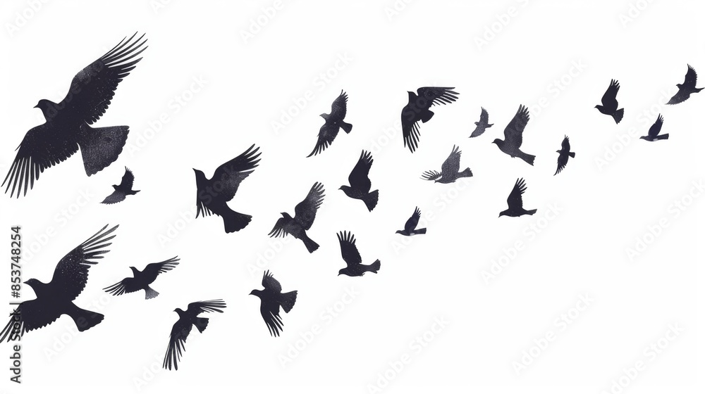 Silhouette of Birds in Flight - Generative AI Silhouette of Birds in Flight - Generative AI