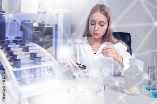 Woman laboratory assistant....