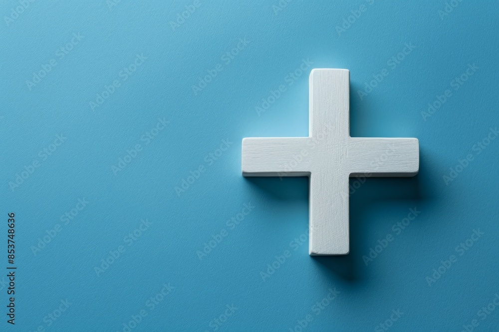 Obraz premium White Cross on Blue Background