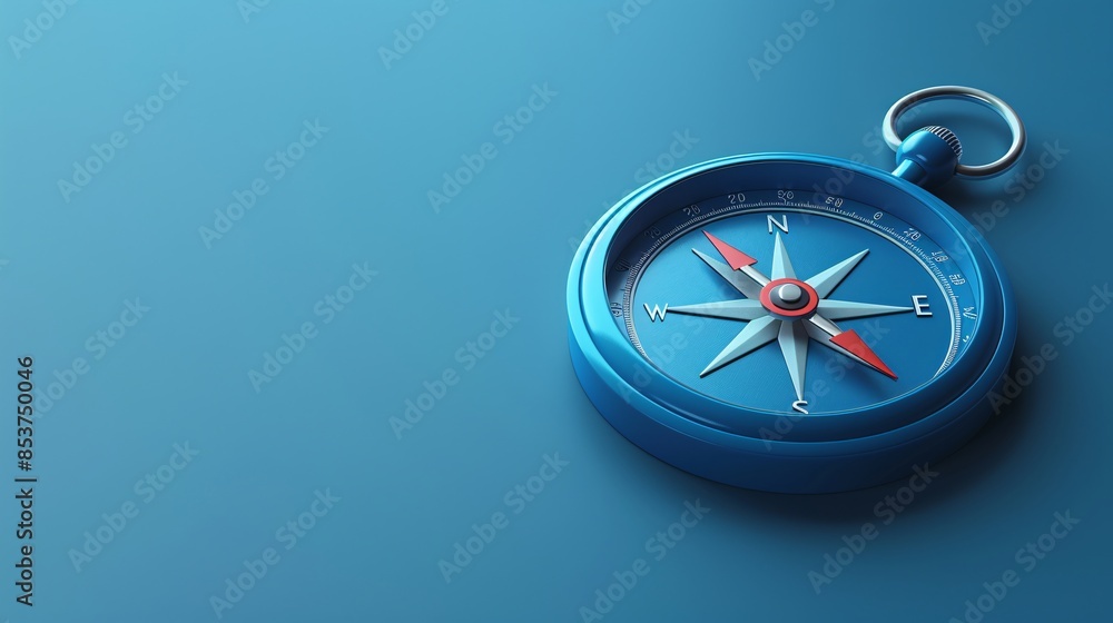 Elegant blue compass on a blue background representing direction, navigation, and adventure. Perfect for design projects and travel themes. 3D Illustration. Elegant blue compass on a blue background representing direction, navigation, and adventure. Perfect for design projects and travel themes. 3D Illustration.