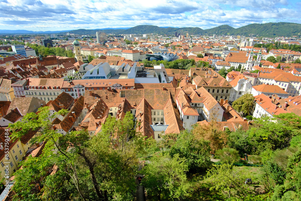 A city view with many buildings and trees A city view with many buildings and trees