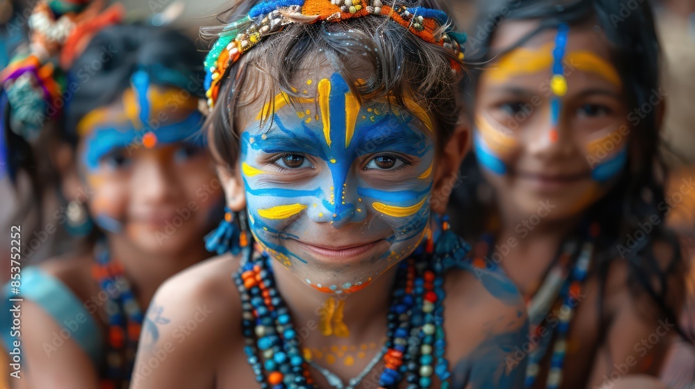 A group of children enjoyed face painting on Children's Day with lively designs. A group of children enjoyed face painting on Children's Day with lively designs.