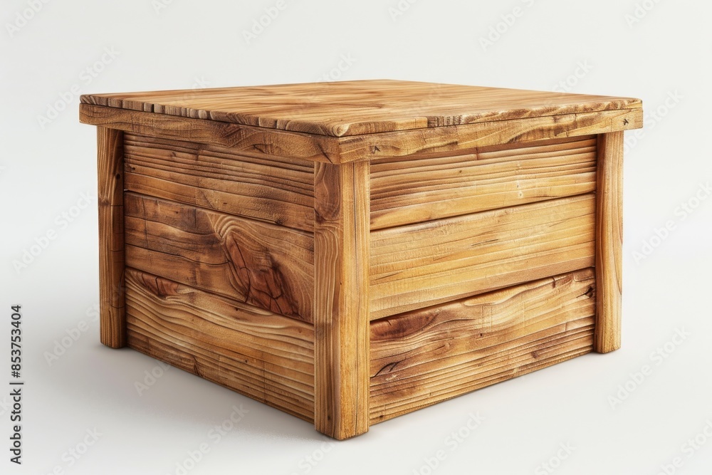 Wooden Storage Box on White Background Wooden Storage Box on White Background