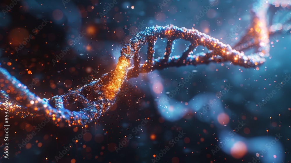 Abstract Visualization of DNA Helix with Glowing Particles in a Futuristic Scientific Background Abstract Visualization of DNA Helix with Glowing Particles in a Futuristic Scientific Background