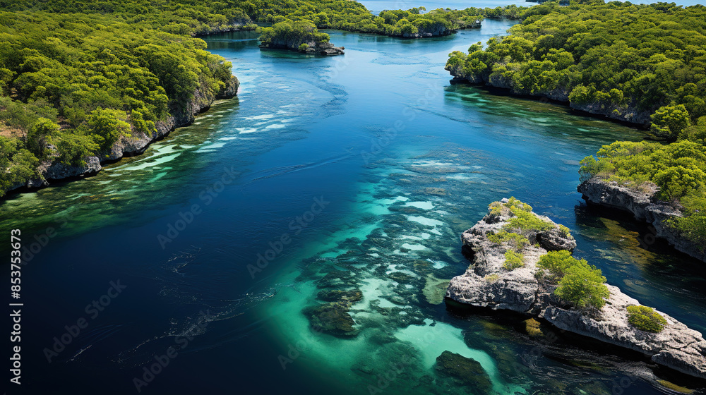 Aerial View Of The Rainforest And Winding River With Mountains Landscape Background Aerial View Of The Rainforest And Winding River With Mountains Landscape Background