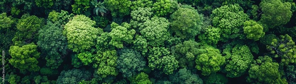 Aerial View of Lush Green Forest Canopy with Dense Foliage and Vibrant Trees in a Tropical Jungle Aerial View of Lush Green Forest Canopy with Dense Foliage and Vibrant Trees in a Tropical Jungle