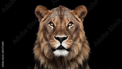 Portrait lion on the black Background. (High Quality Wallpaper Wild Photography)