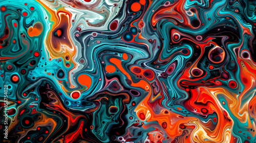 Abstract fluid art background different colors. Liquid marble. Acrylic painting on canvas with gradient and splash. Alcohol ink backdrop with waves pattern. Stone section.