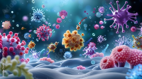 A breakthrough in nanomedicine depicted by a detailed illustration of nanoparticles delivering drugs to specific cells in the body. List of Art Media: Photograph inspired by Spring magazine. photo