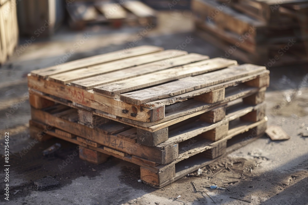 Wooden Pallets in an Industrial Yard Wooden Pallets in an Industrial Yard