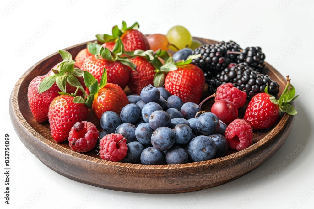 Mixed Berry Selection in a Wooden Bowl Mixed Berry Selection in a Wooden Bowl