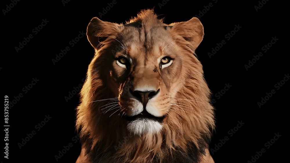 Fototapeta premium Portrait lion on the black Background. (High Quality Wallpaper Wild Photography)