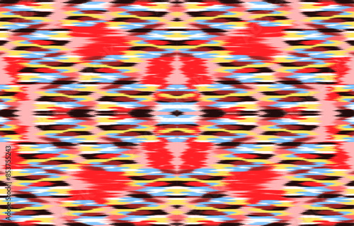 Design ikat pattern abstract geometric ikat ethnic, folk pattern Aztec style, Gyp sy, Mexican, Indian, Scandinavian, design ikat for background, wallpaper, carpet, wrapping, fabric, textile fashion. 