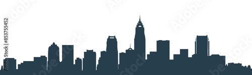 Cleveland skyline silhouette in monochromatic shade