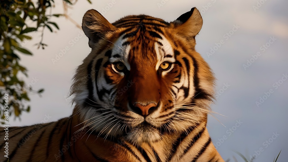 Naklejka premium Portrait of a Confident Tiger (High Quality Wallpaper Wild Photography)