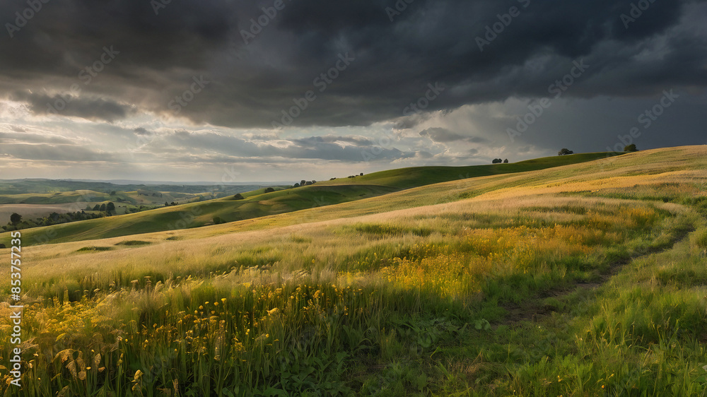 Obraz premium Golden Wheat Fields Overlook