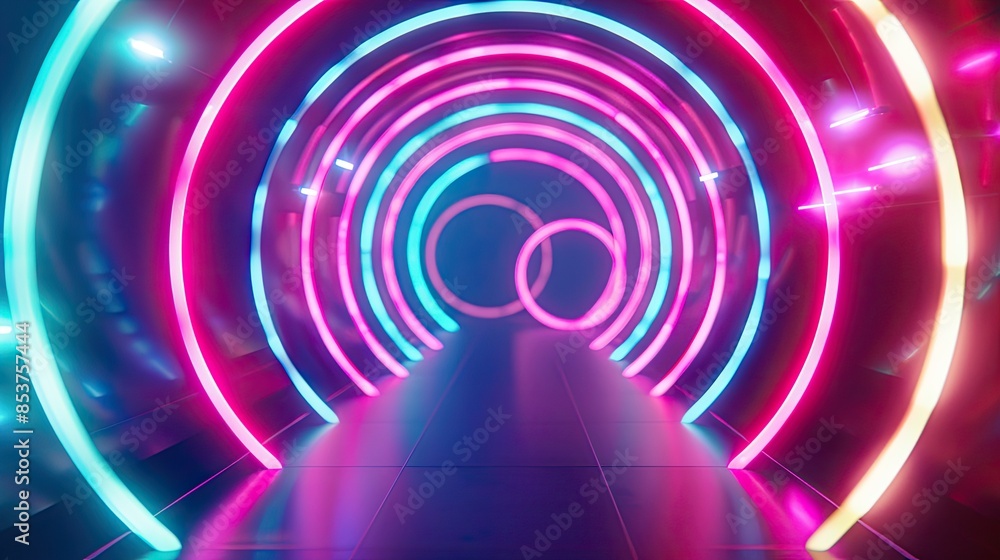 Vibrant neon lights pulsating in abstract patterns Vibrant neon lights pulsating in abstract patterns