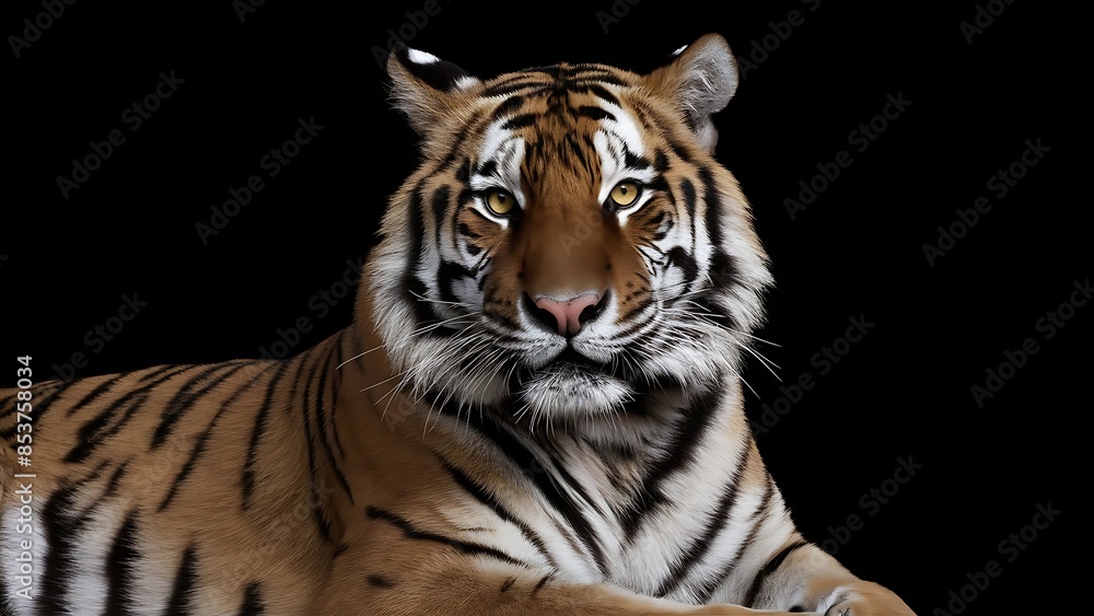 Obraz premium Portrait of a Tiger with a black background (High Quality Wallpaper Wild Photography)