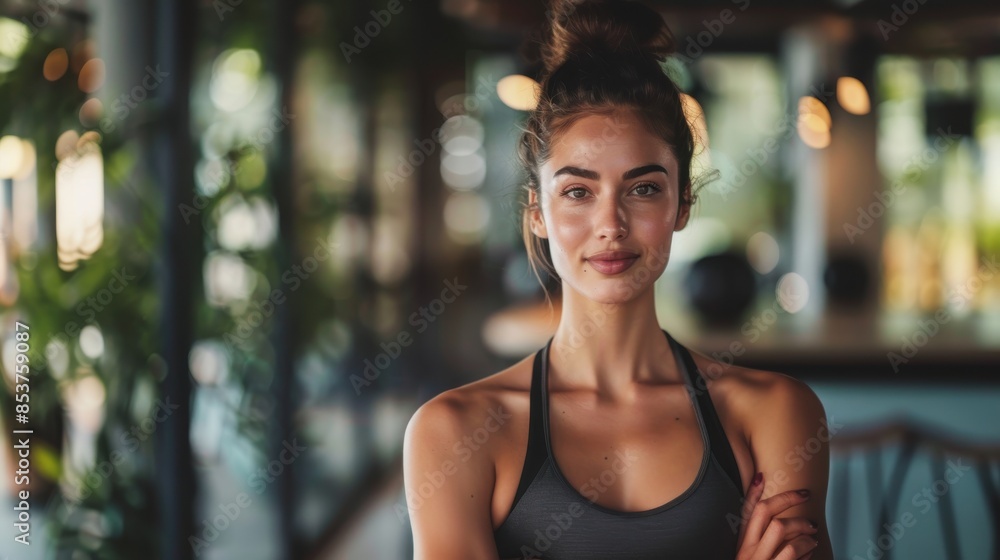 Confident Woman in Workout Outfit. Confident Woman in Workout Outfit.
