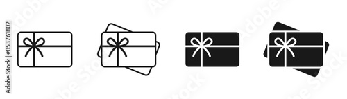 Gift card icon. Gift certificate vector set. Special present sign.