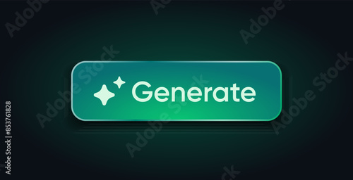 Generate AI button. LLM artificial intelligence icon. Machine learning generator. Generate text and image pressbutton prompt. Magic stars sign. Chat brain assistant. Vector illustration.