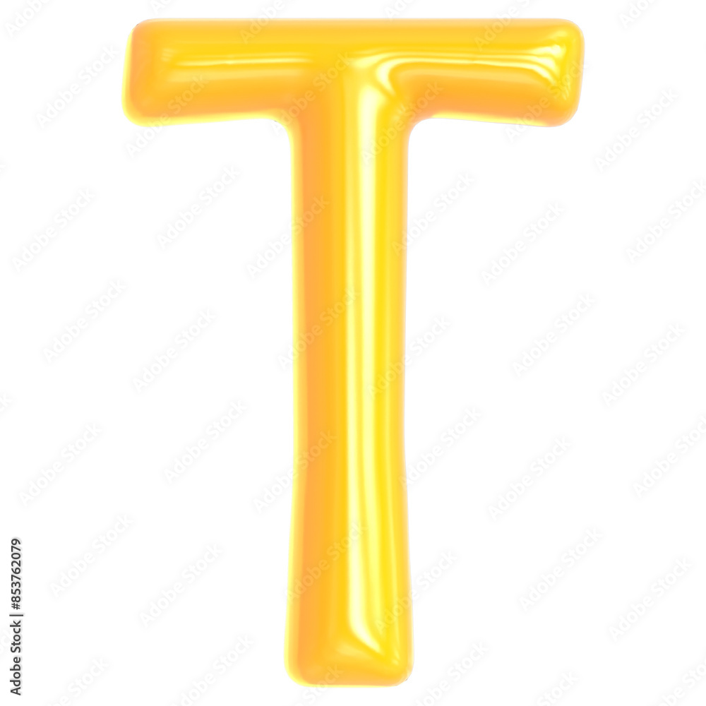 Gold Font T 3D Render