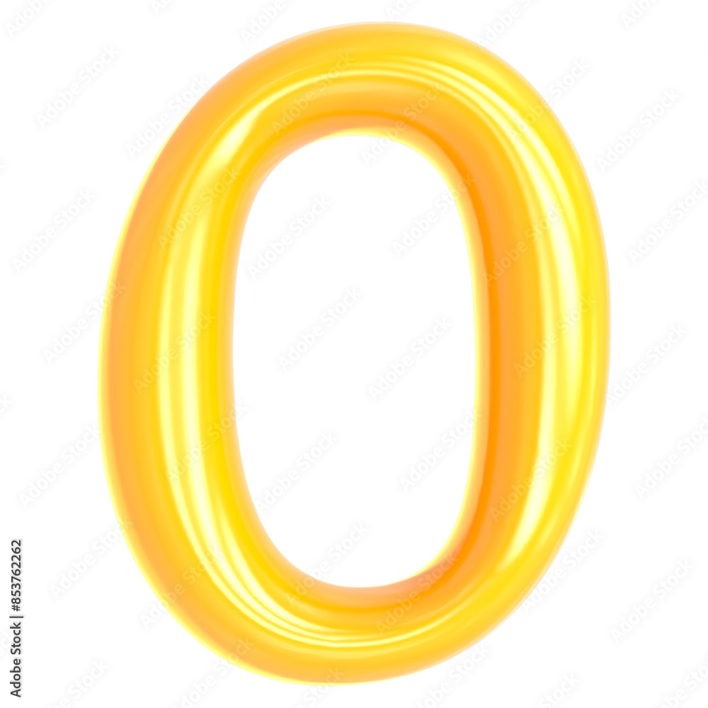 Gold Number 0 3D Render