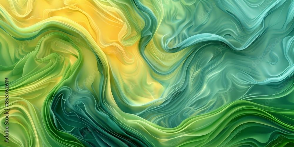 Abstract background in green and yellow tones, with dynamic swirling lines, flowing background Abstract background in green and yellow tones, with dynamic swirling lines, flowing background