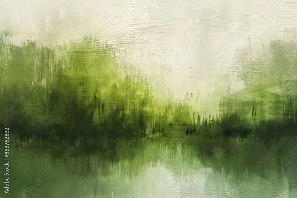 Abstract background in green tones, strokes of oil paint on canvas, oil painting.